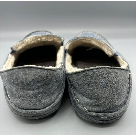 Olukai Blue Suede Womens Nohea Shearling Slippers US 9 - Picture 3 of 6